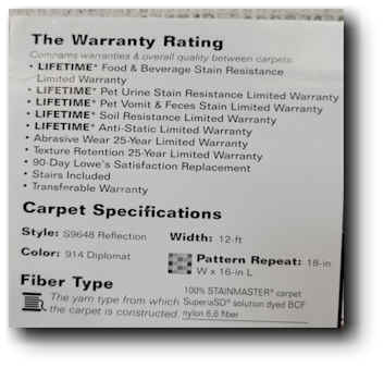 Carpet Sample Warranty Limits
